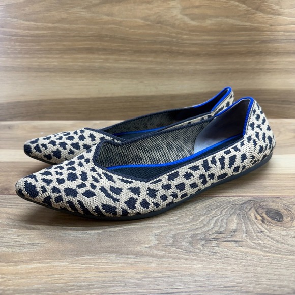 Rothys Spotted Leopard Point Flats Womens 8.5 Pointed Toe Slip On - Picture 3 of 11